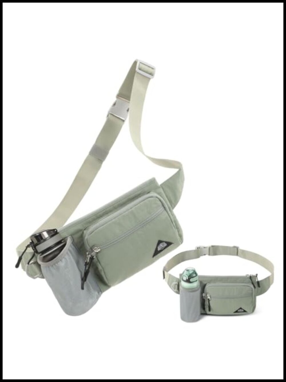 Nylon Fanny Pack Waist Bag with Water Bottle Holder Hiking Running